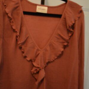 🌸 LOVEFOOL Rust Ruffle Long Bell Sleeve Top – NWT 🌸